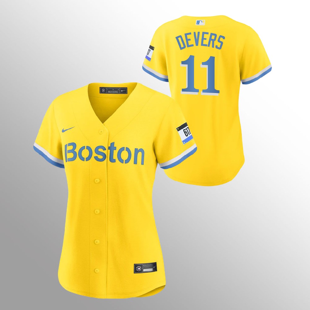 Boston Red Sox #11 Rafael Devers Women's Nike 2022 City Connect Gold ...